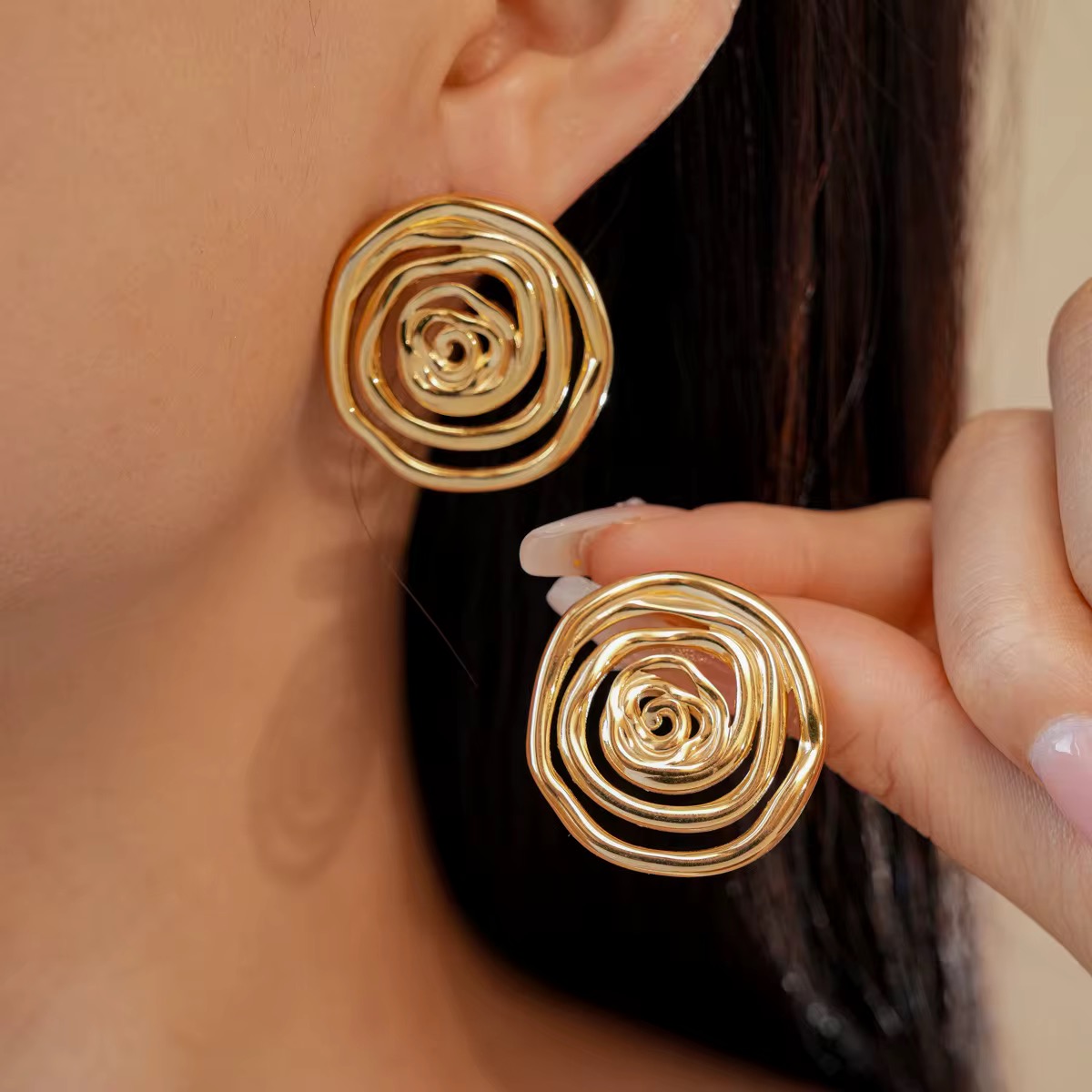 Stainless steel gold plated earrings