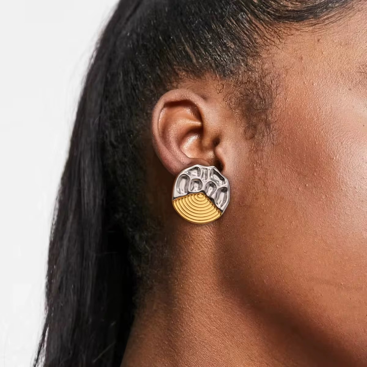 Vintage Hammered Earrings 18K Gold Plated