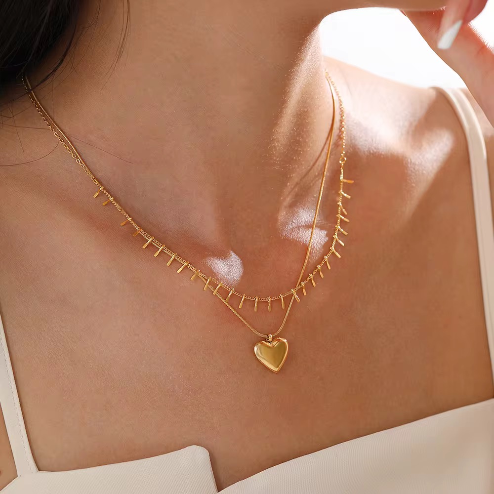 French Style 18K Gold Stainless Steel Collarbone Chain Necklace