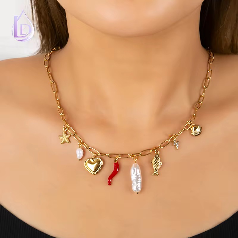 Trendy Extra Long Stainless Steel Chokers Necklace...