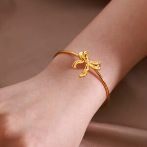 European American New Style Electroplated Stainless Steel Butterfly Cuff Bracelet Women's Classic High-End Wristband