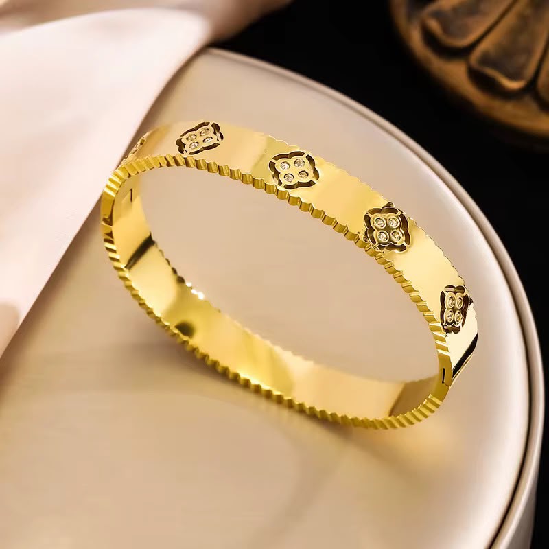 Stainless Steel Cuff Bracelet with Crystal and Rhinestone...