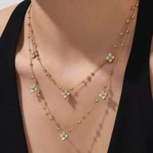 Zircon flower stainless steel necklace