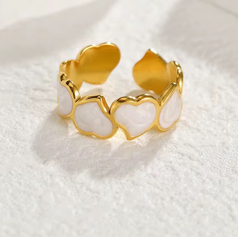 Stainless steel heart Drop Free size ring