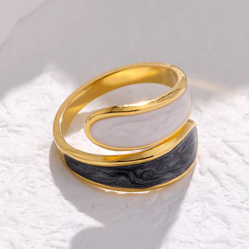 Adjustable Oil Dropping Stainless Steel Wide Finger Rings
